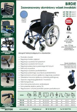 Wózek inwalidzki aluminiowy BIRDE
